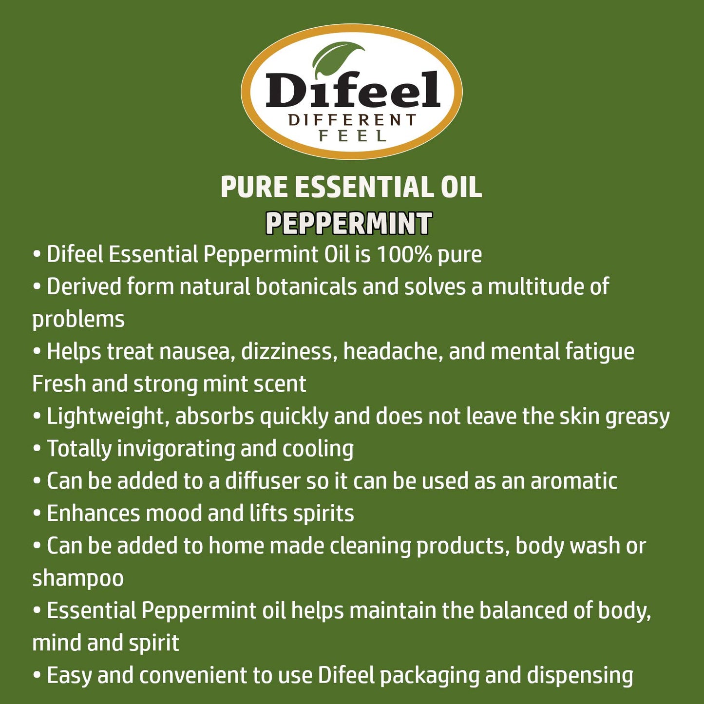 Difeel Essential Oils 100% Pure Peppermint Oil 1 Ounce