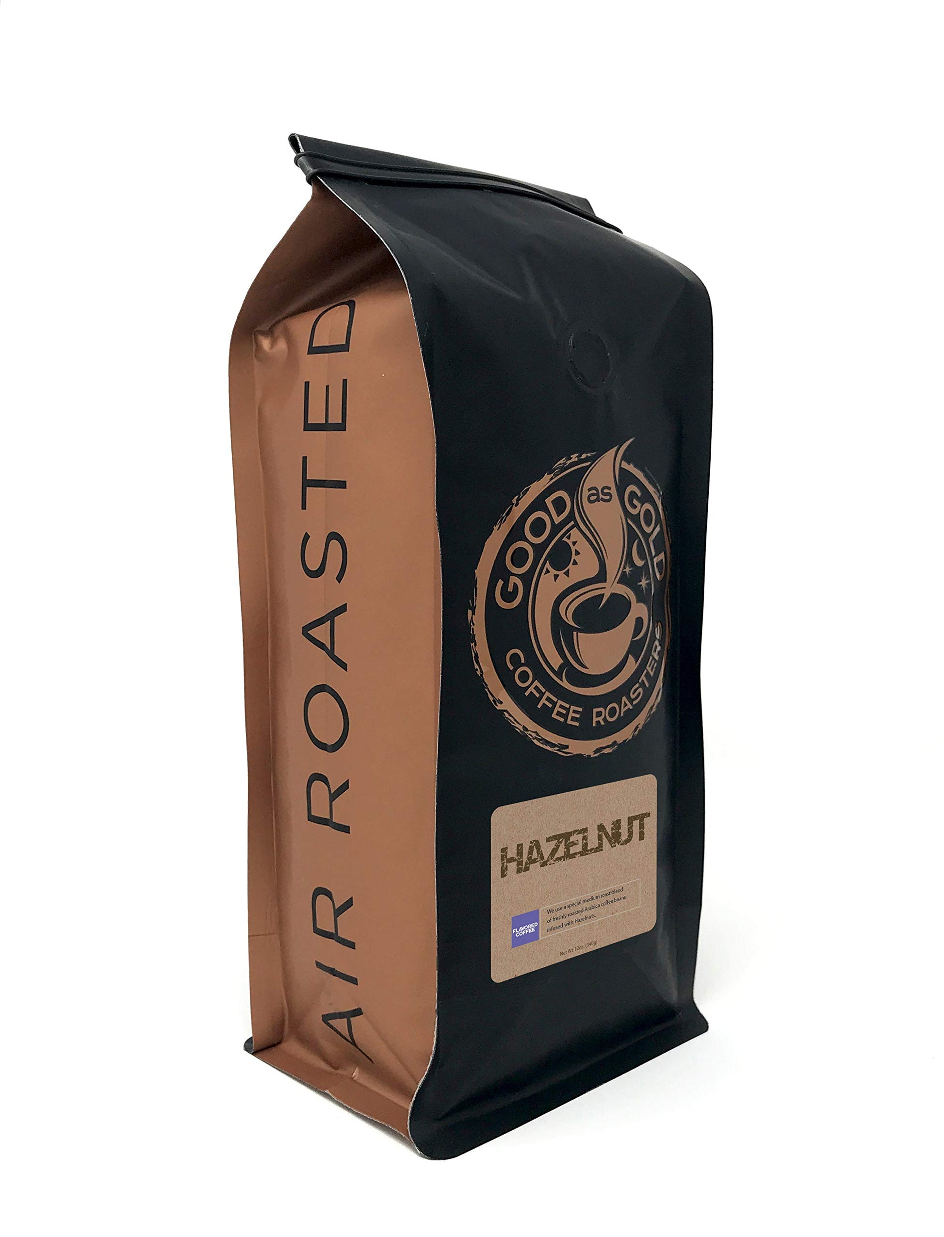 Hazelnut Coffee Beans, Flavored Coffee, Whole Bean, 12 Ounce Bag - Good As Gold Coffee Roasters