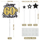 Happy 60Th Birthday Cake Topper, Black And Gold Glitter Cake Toppers, 60 Year Birthday Party Cake Decoration