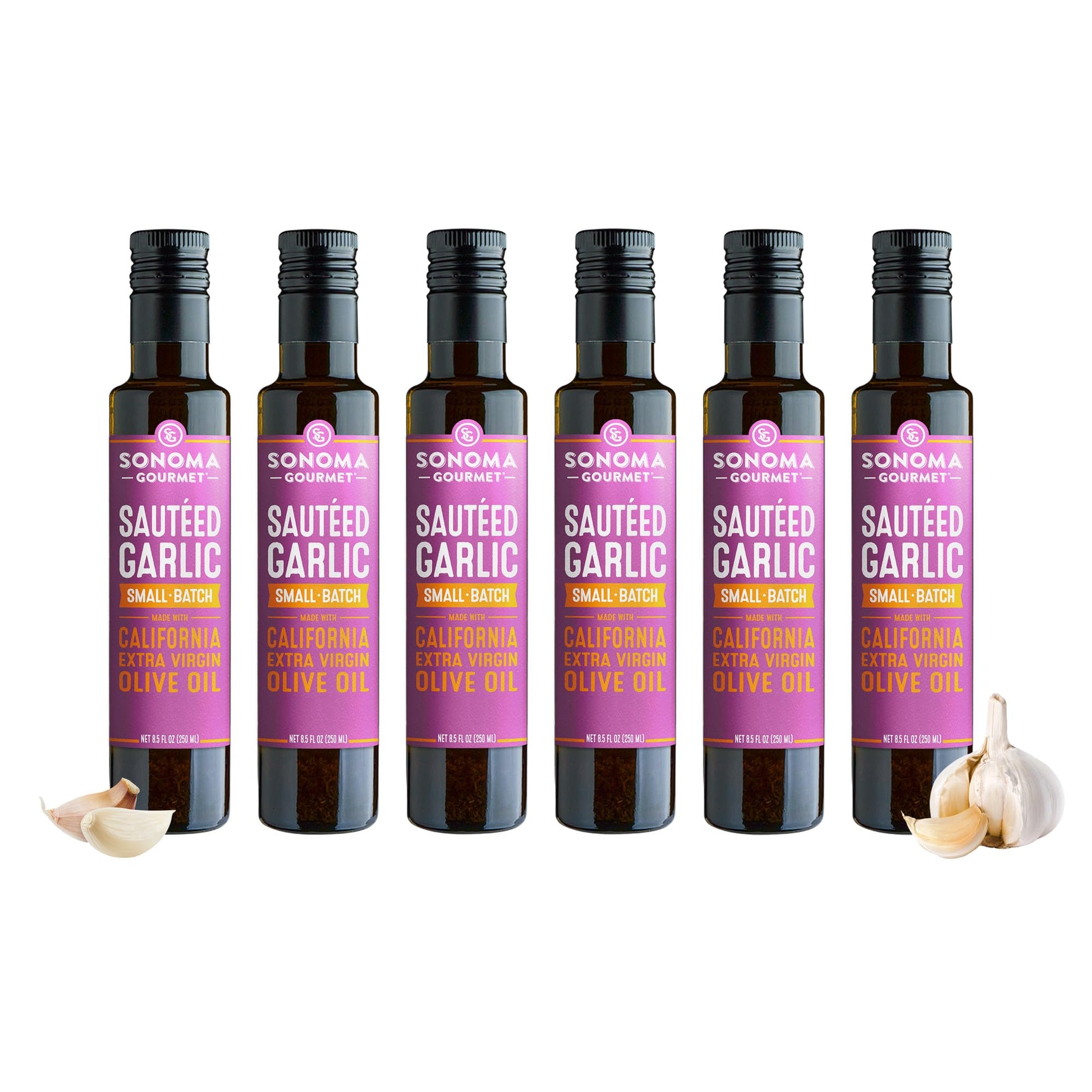 Sonoma Gourmet: Saut  ed Garlic Flavored Olive Oil | 100% California Extra Virgin Olive Oil | 8.5 FL OZ (Pack of 6)