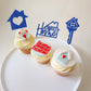 Gyufise Cupcake Toppers, 24 Pack Glitter Housewarming Picks, Blue, Paper, Model ZN0169-1-BL