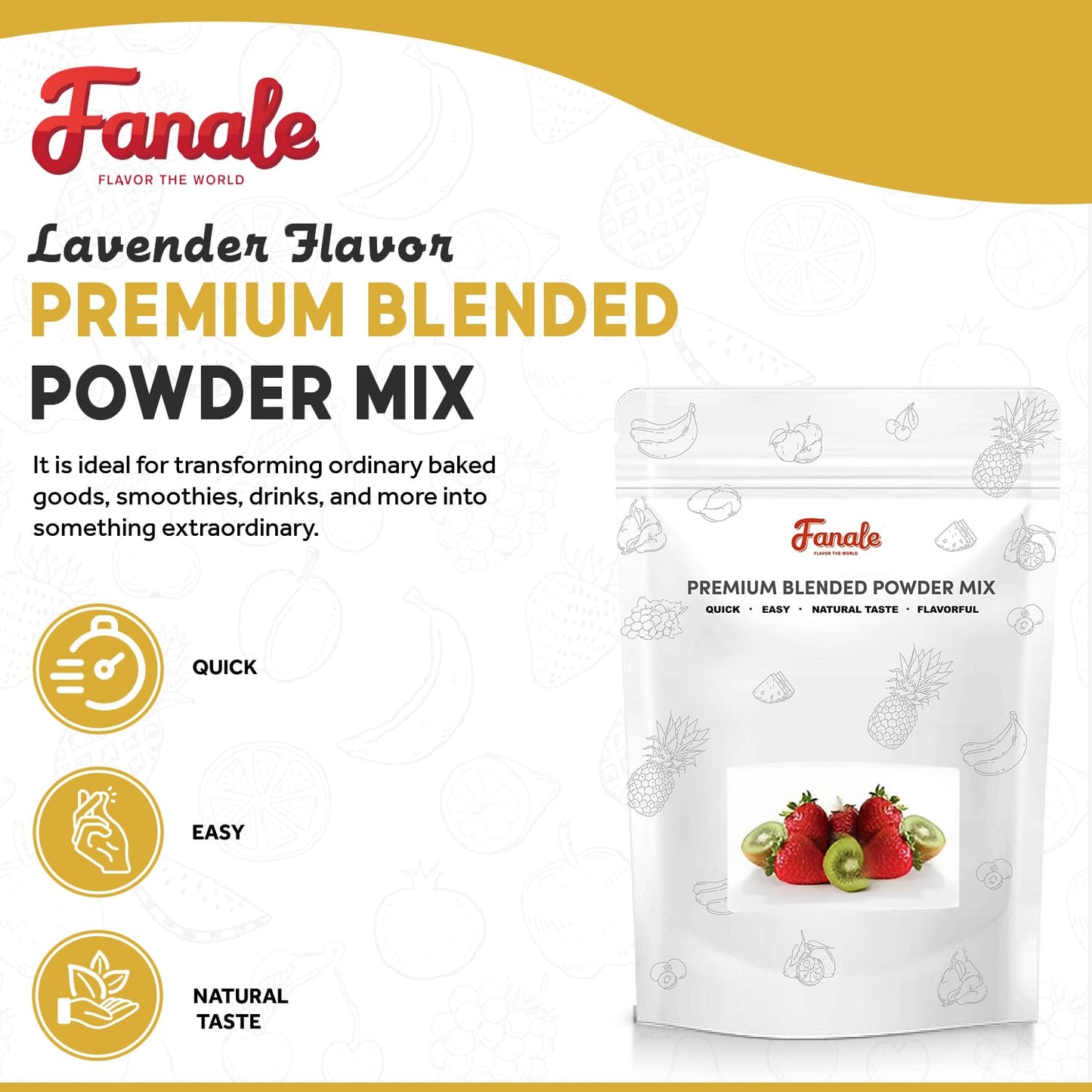 Fanale Lavender Bubble Tea Flavoring Powder - 2.2 Pounds, Ideal for Baking, Smoothies, Desserts, and Drinks