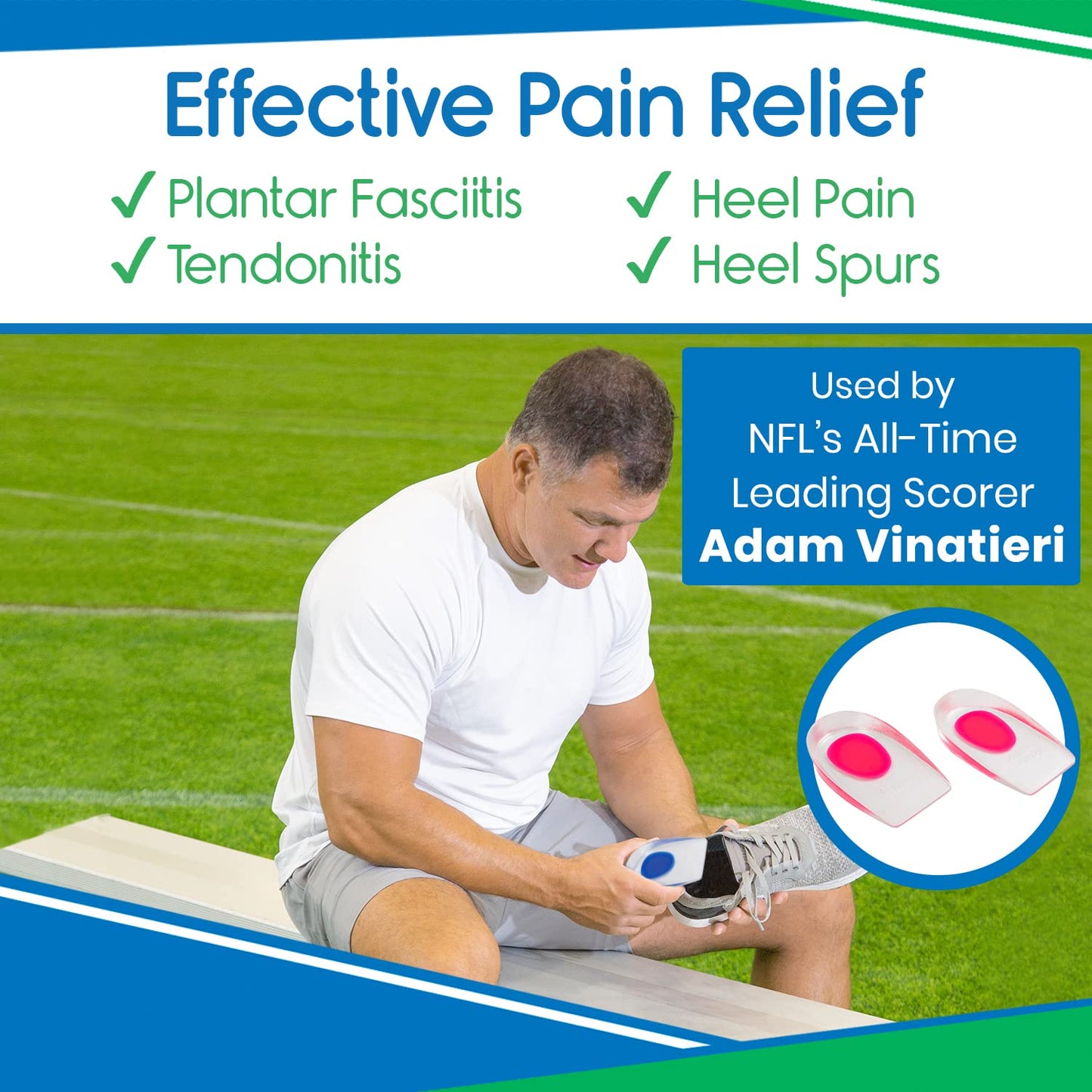 Vivesole Gel Heel Cups For Pain, Plantar Fasciitis (Pair) - Silicone Insert Pads For Relief, Heel Spurs, Shoes, Achilles Treatme