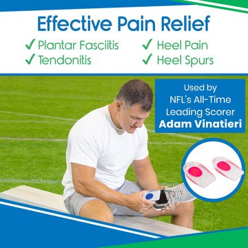 Vivesole Gel Heel Cups For Pain, Plantar Fasciitis (Pair) - Silicone Insert Pads For Relief, Heel Spurs, Shoes, Achilles Treatme