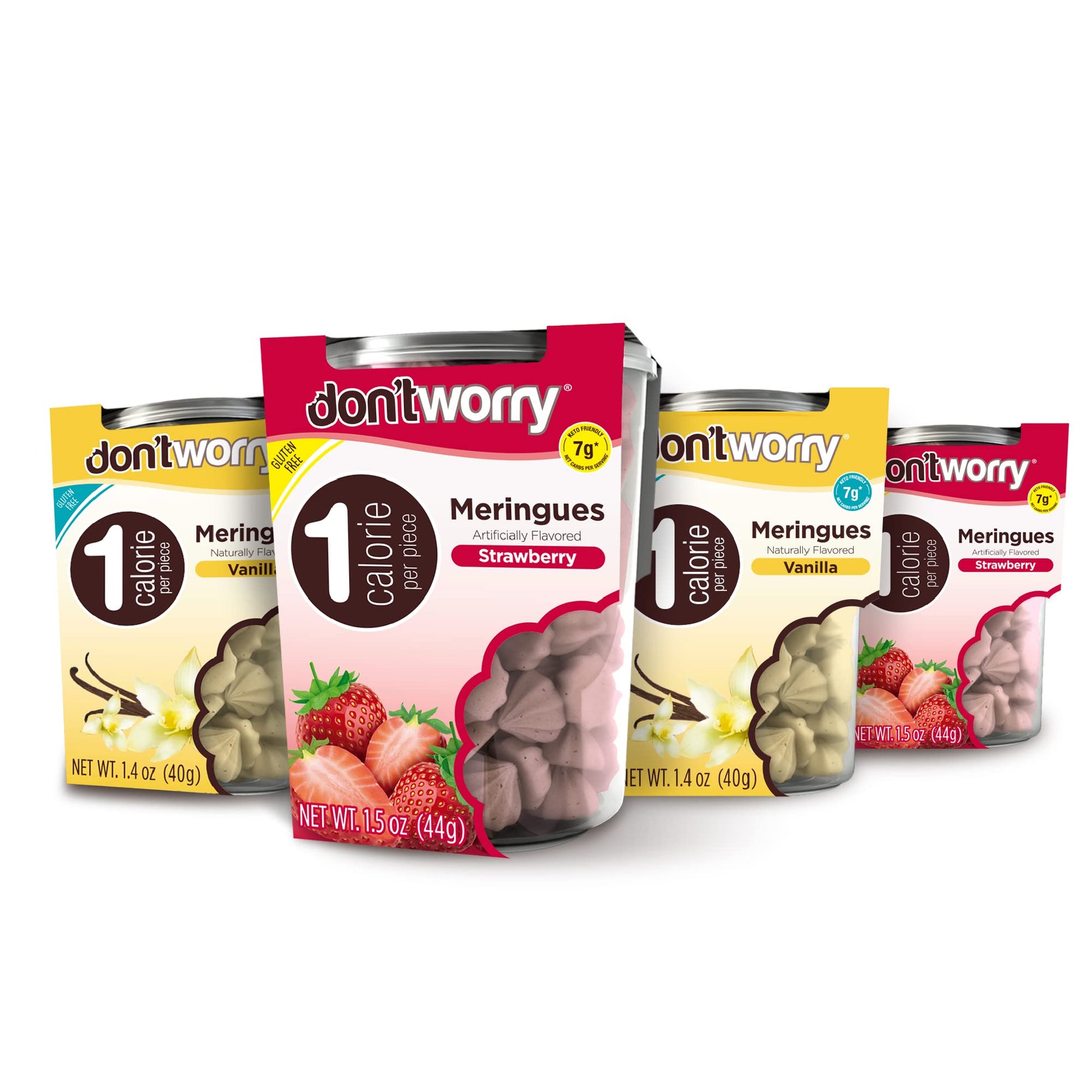 Don't Worry Keto Friendly Meringue Cookies - Strawberry & Vanilla Cookies, 4 Calorie Meringue Cookies, Low Carb Snacks, Healthy 