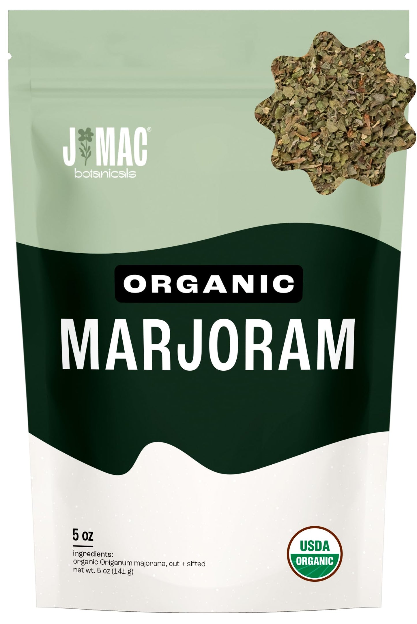 J Mac Botanicals Organic Marjoram (5 Oz)  Dried Herb  Great For Cooking And Herbal Tea