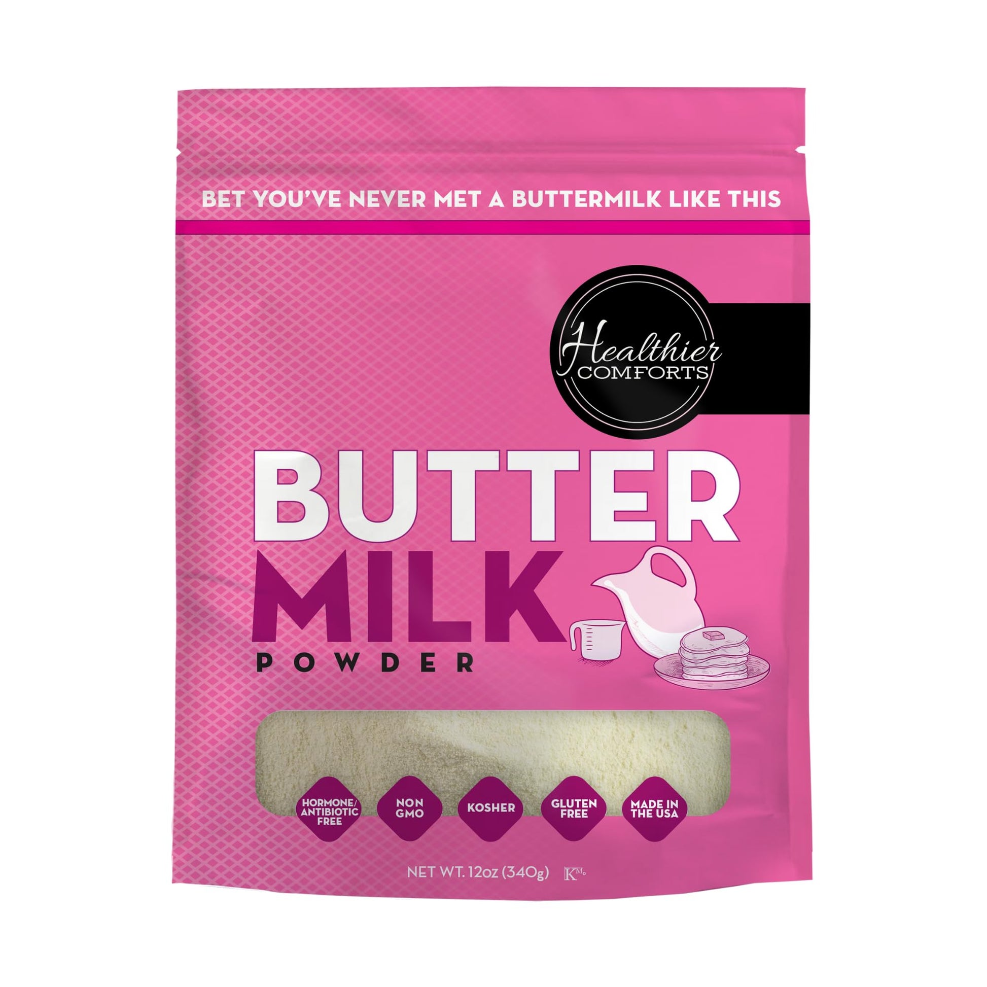Healthier Comforts Buttermilk Powder - Kosher, Gluten Free, Non-GMO - 12oz