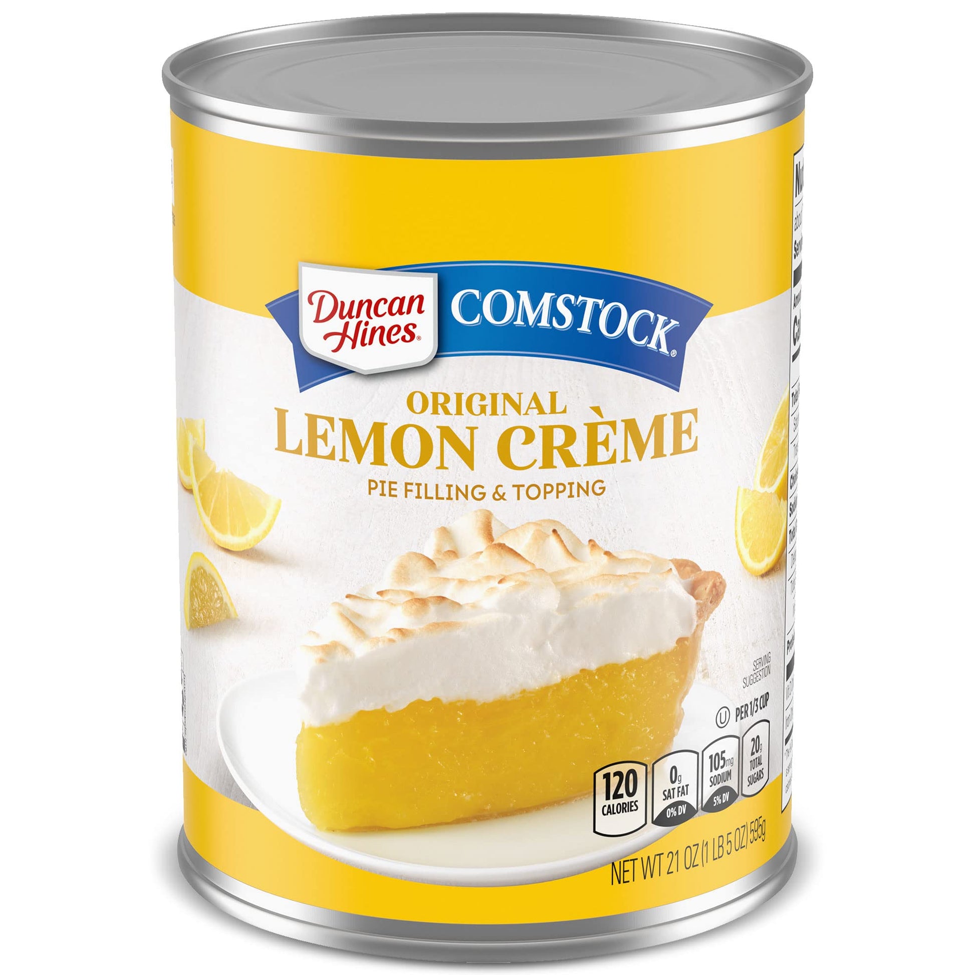 Duncan Hines Comstock Pie Filling & Topping, Lemon Cream, 21 Ounce (Pack of 8)