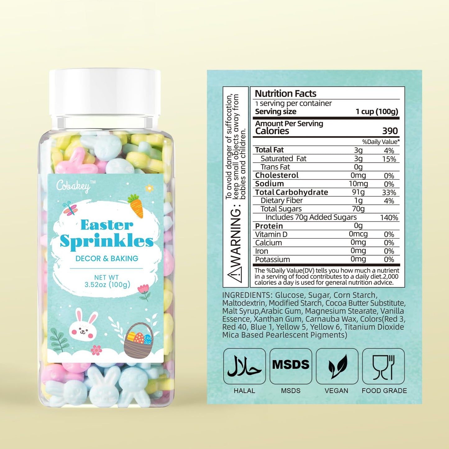 Cobakey Easter Sprinkles For Cookies 3.52 Ounce Spring Sprinkles For Baking Green & Blue Edible Bunny Sprinkles Perfect For East