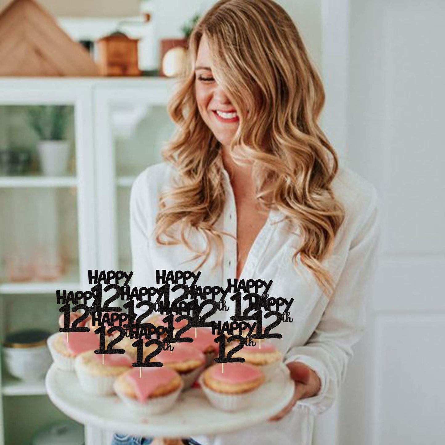 24 Pcs Happy 12Th Cupcake Toppers Glitter Cheers To 12 Years Old Birthday Cupcake Picks Number 12 Twelve Cake Decorations For 12