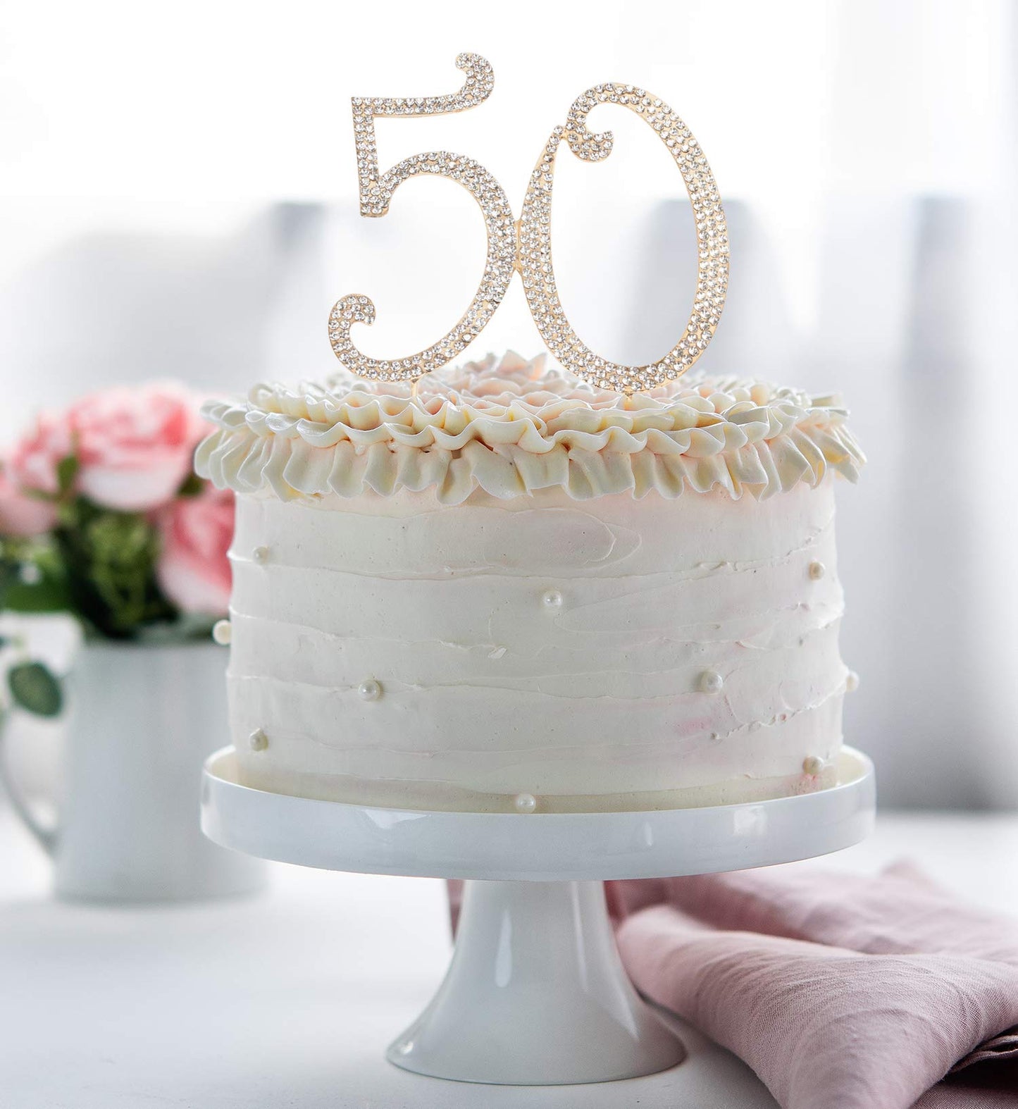 Hatcher Lee Bling Crystal 50 Birthday Cake Topper - Best Keepsake | 50Th Party Decorations Gold
