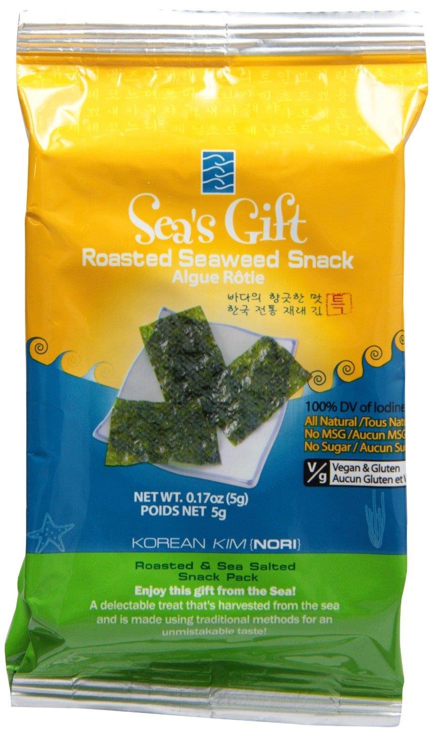 Sea'S Gift Korean Seaweed Snack (Kim Nori), Roasted & Sea Salted, 0.17-Ounce Bags (Pack Of 24)