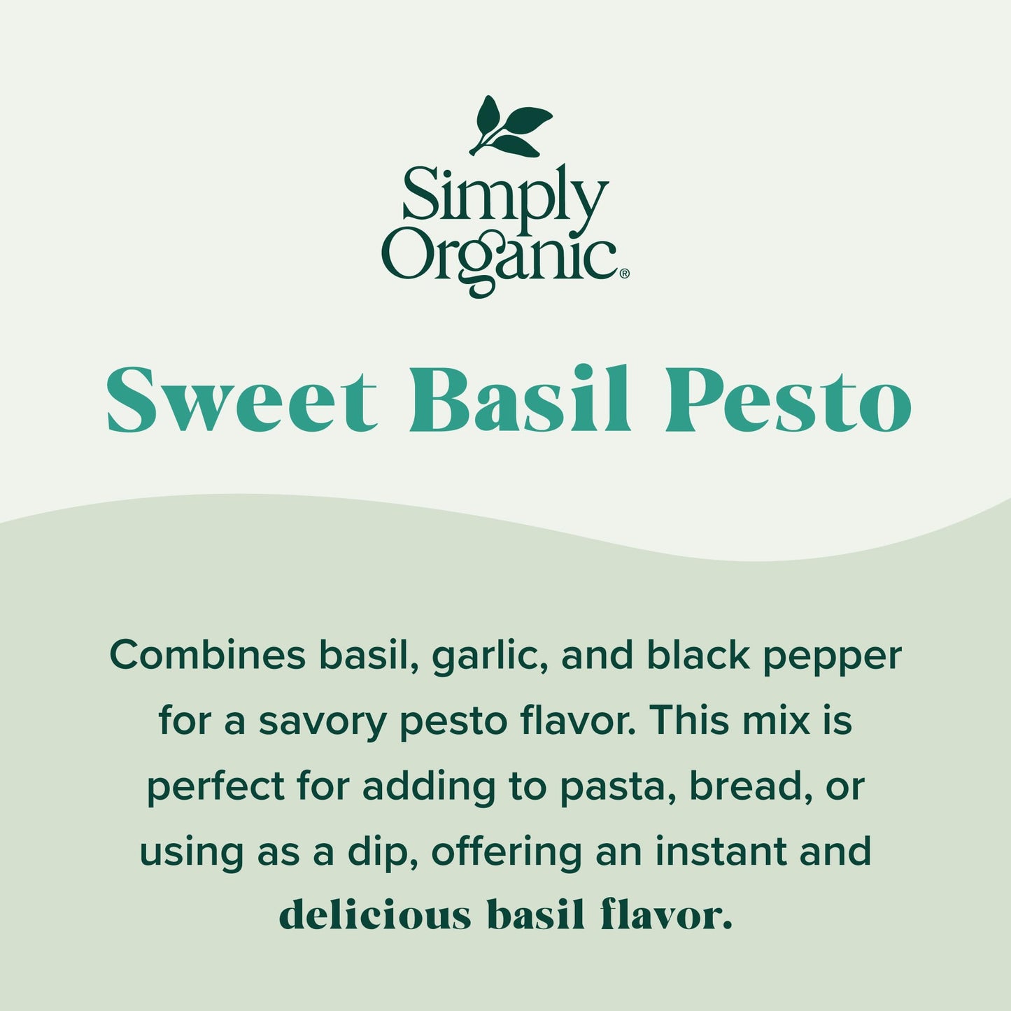Simply Organic Sweet Basil Pesto Seasoning Mix, 0.53 Ounce - 12 Per Case.
