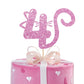 MINUET MINUTE Cat Four Cake Topper, Pink Glitter, Happy 4th Birthday Decoration for Baby Girl