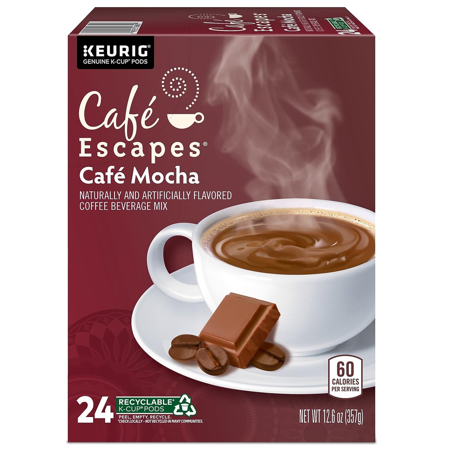 Café Escapes Café Mocha Coffee, 24 Count, U-S9985, 4 Count (Pack of 24)