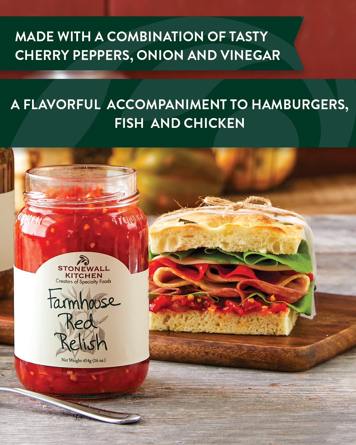 Stonewall Kitchen Farmhouse Red Relish, 16 Ounces, Pack of 2, Red