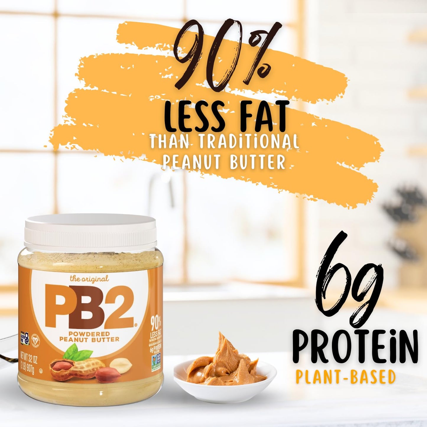 Pb2 Powdered Peanut Butter Powder | Certified Gluten Free, Low-Carb, Keto Diet Friendly | Original Flavor With 6G Of Protein, 90% Less Fat, 60 Calories Per Serving | Easy Mix For Healthy, Fit Diet
