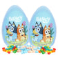 Sweetzo - Jumbo Prefilled Bluey Easter Eggs, With Jelly Beans, Hard Candies and Character Stickers, Gift Basket Stuffers for Boy