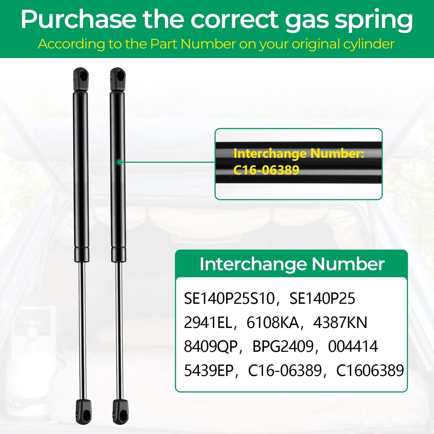 C16-06389 14 Inch 24Lb107N Gas Struts Shocks Spring Lift Support For Leer Camper Shell Topper Rear Windows Door Truck Cap Toolbo