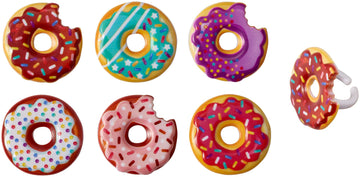 DecoPac Donut Cupcake Rings, Cake Toppers, 24 Pack, Multicolor, Food Safe Plastic Decorations