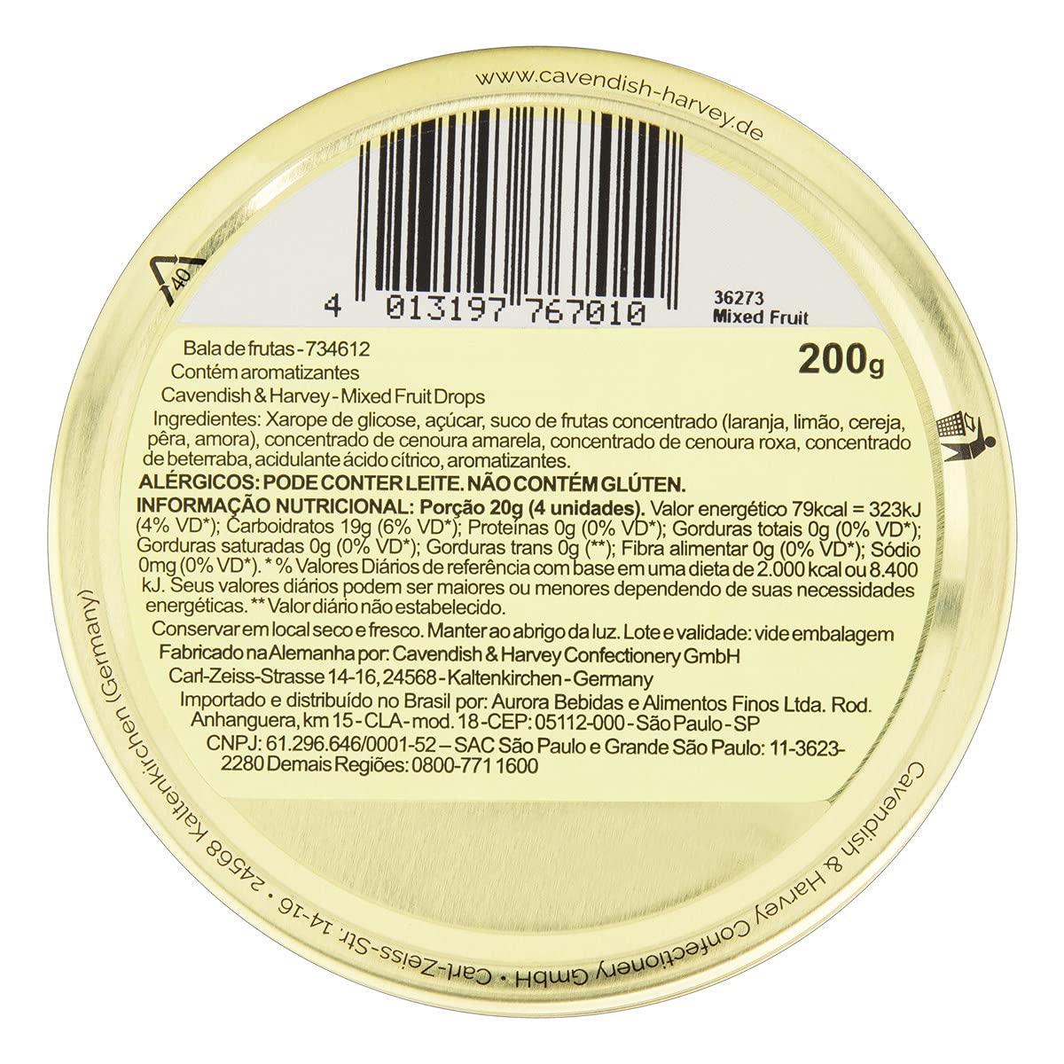 Cavendish And Harvey Mixed Fruit Drops 200G