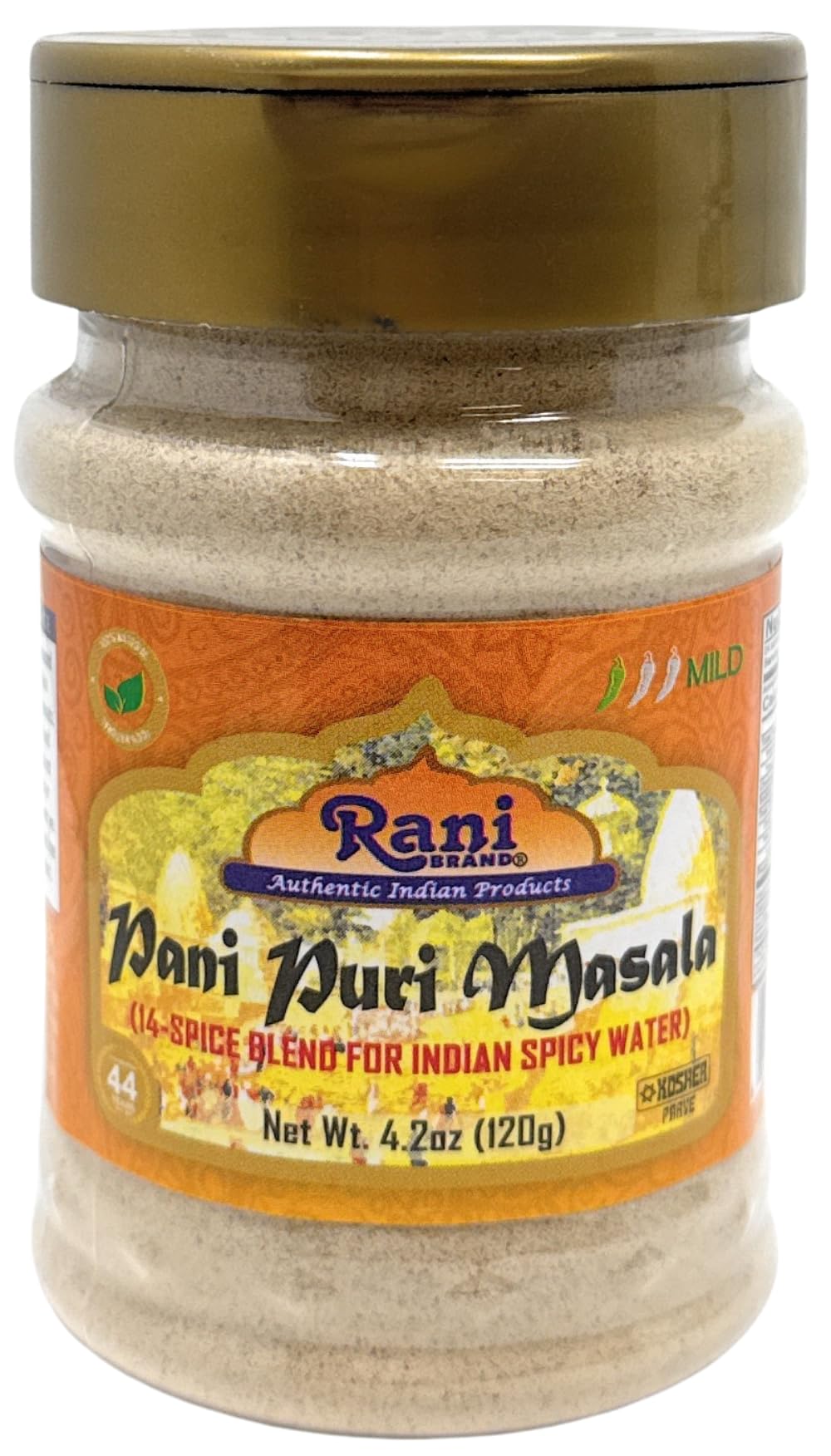 Rani Pani Puri Masala (14-Spice Blend for Indian Spicy Water) 4.2oz (120g) PET Jar ~ All Natural | Vegan | No Colors | Gluten Fr