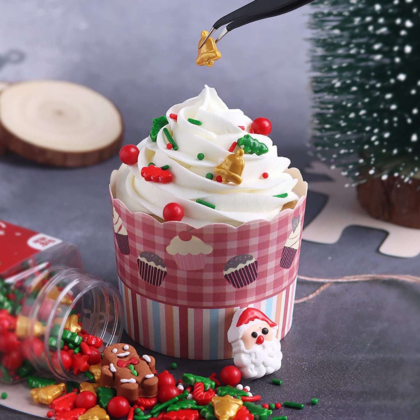 Lebery 1 Bottle Christmas Sprinkles Holiday Sprinkle Mix Christmas Tree Santa Claus Sprinkles Christmas Jimmies Red And Green Sp