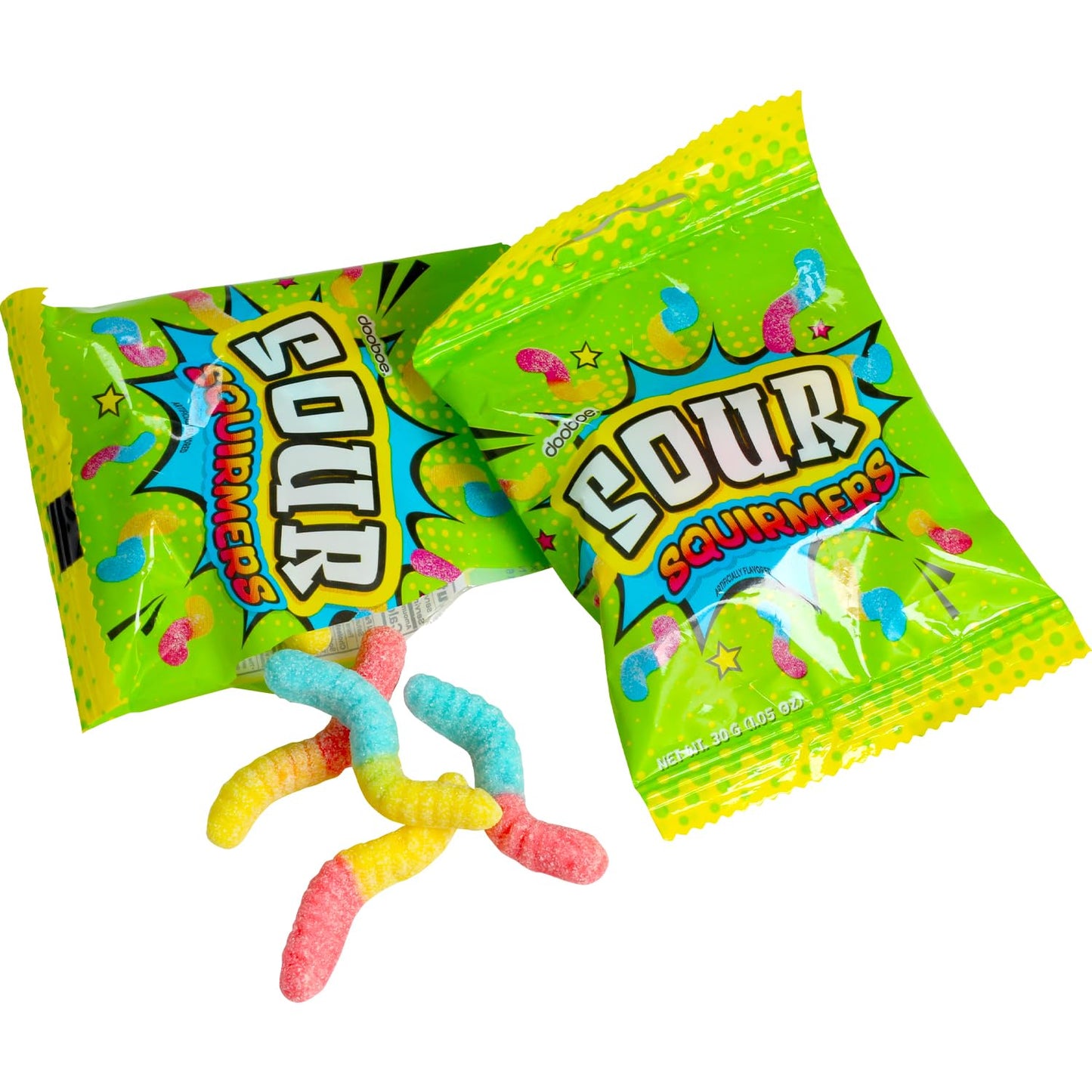 Sour Gummy Worms Bulk Pack - 40 Packs - Individually Wrapped Candy Bags For Kids, Parties, School, And Travel | Assorted Flavors