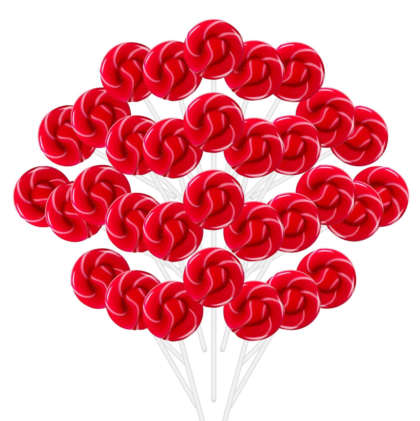 ZOFIA SWEET 32 Pack Red & White Twist Swirl Lollipops, Natural Cranberry Flavor, Gluten Free, Individually Wrapped