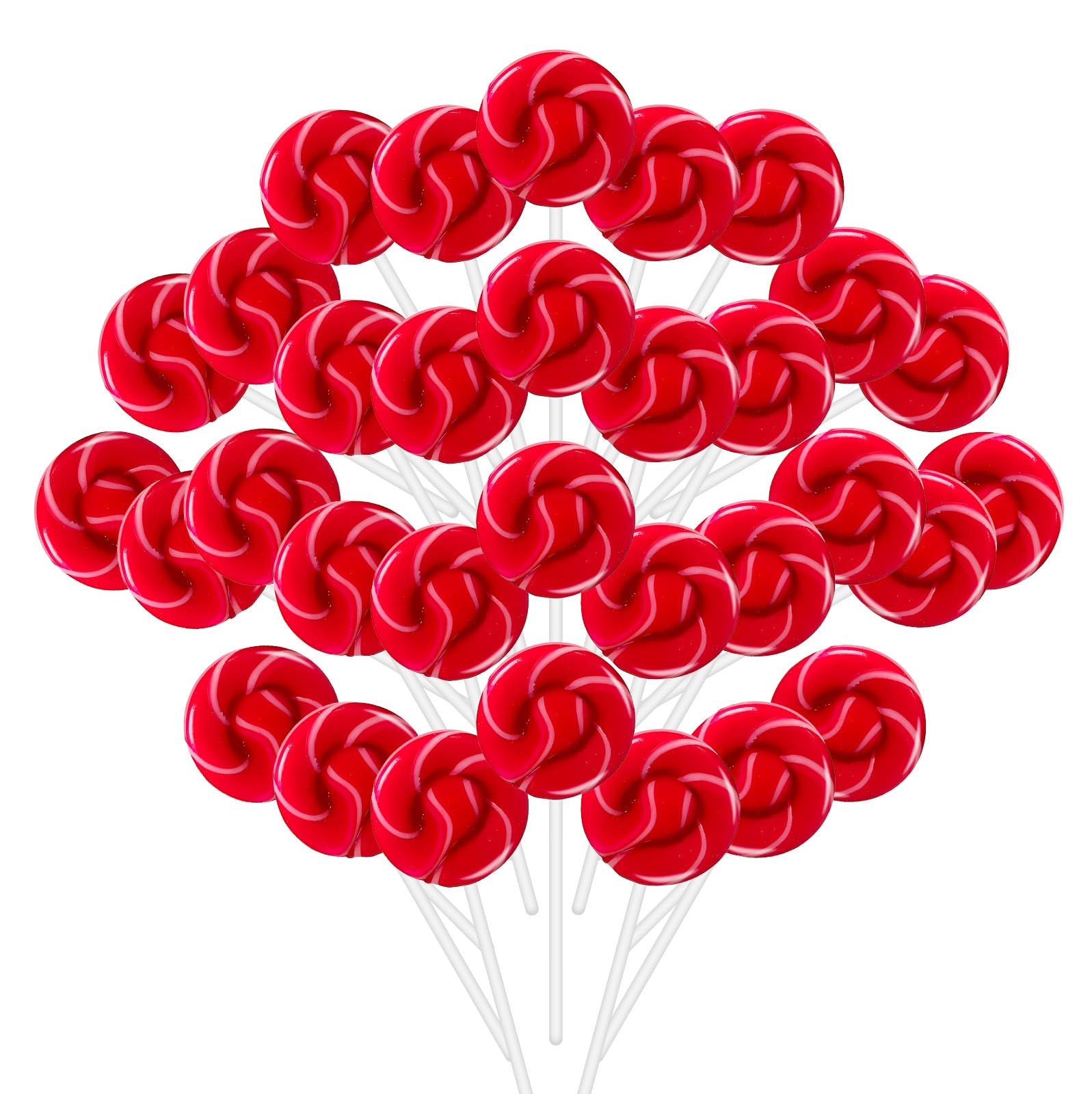 ZOFIA SWEET 32 Pack Red & White Twist Swirl Lollipops, Natural Cranberry Flavor, Gluten Free, Individually Wrapped