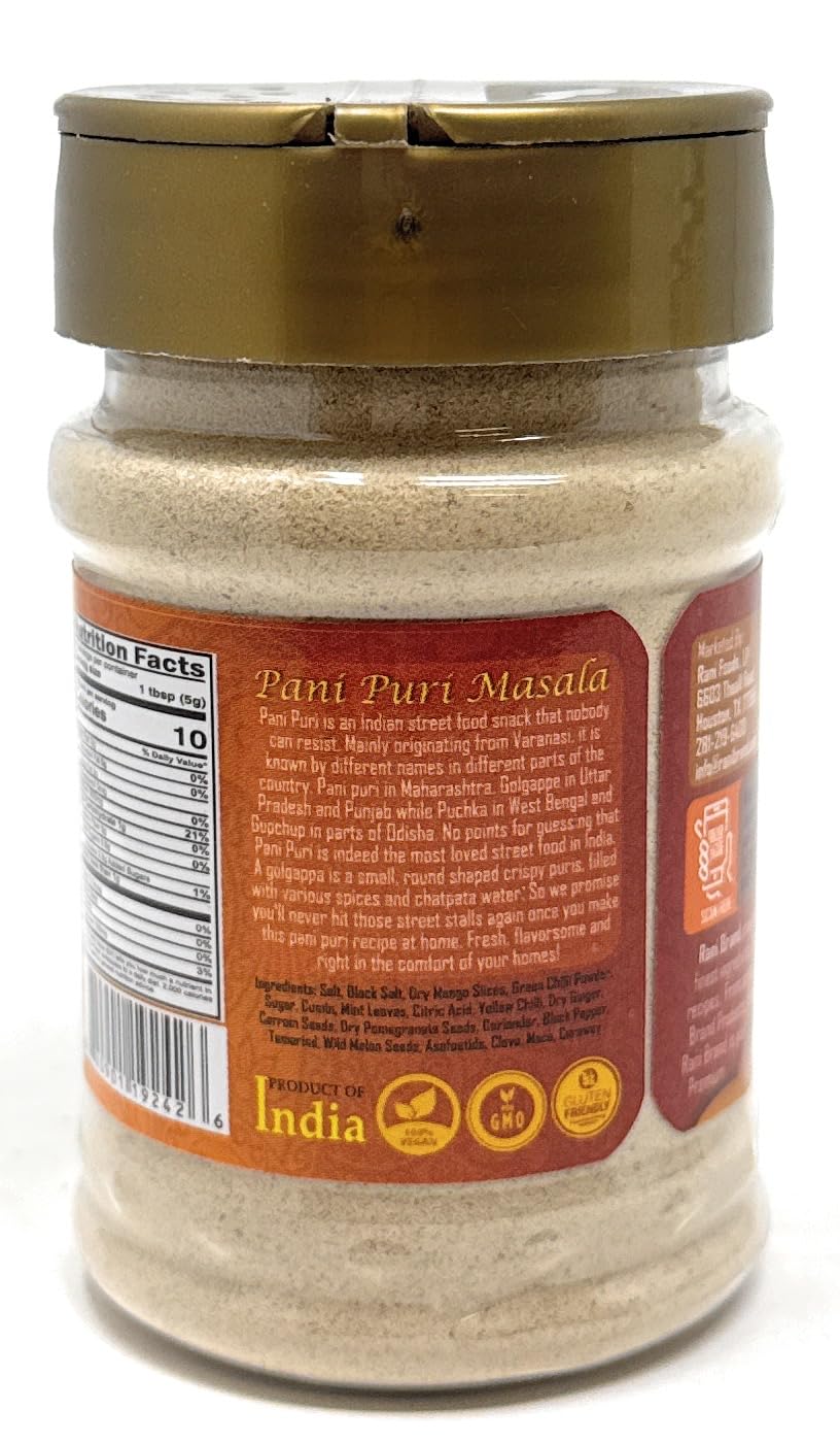 Rani Pani Puri Masala 14-Spice Blend, All Natural, Vegan, Gluten Friendly, 4.2oz PET Jar