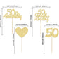 Gyufise 24Pcs 50Th Wedding Anniversary Cupcake Toppers Gold Glitter 50Th Golden Wedding Anniversary Heart Cake Decoration For Ce