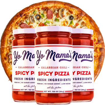 Yo Mama'S Foods Keto Spicy Pizza Sauce - Pack Of (3) 12.5 Ounce Jars - Vegan, No Sugar Added, Low Carb, Low Sodium, Gluten Free,
