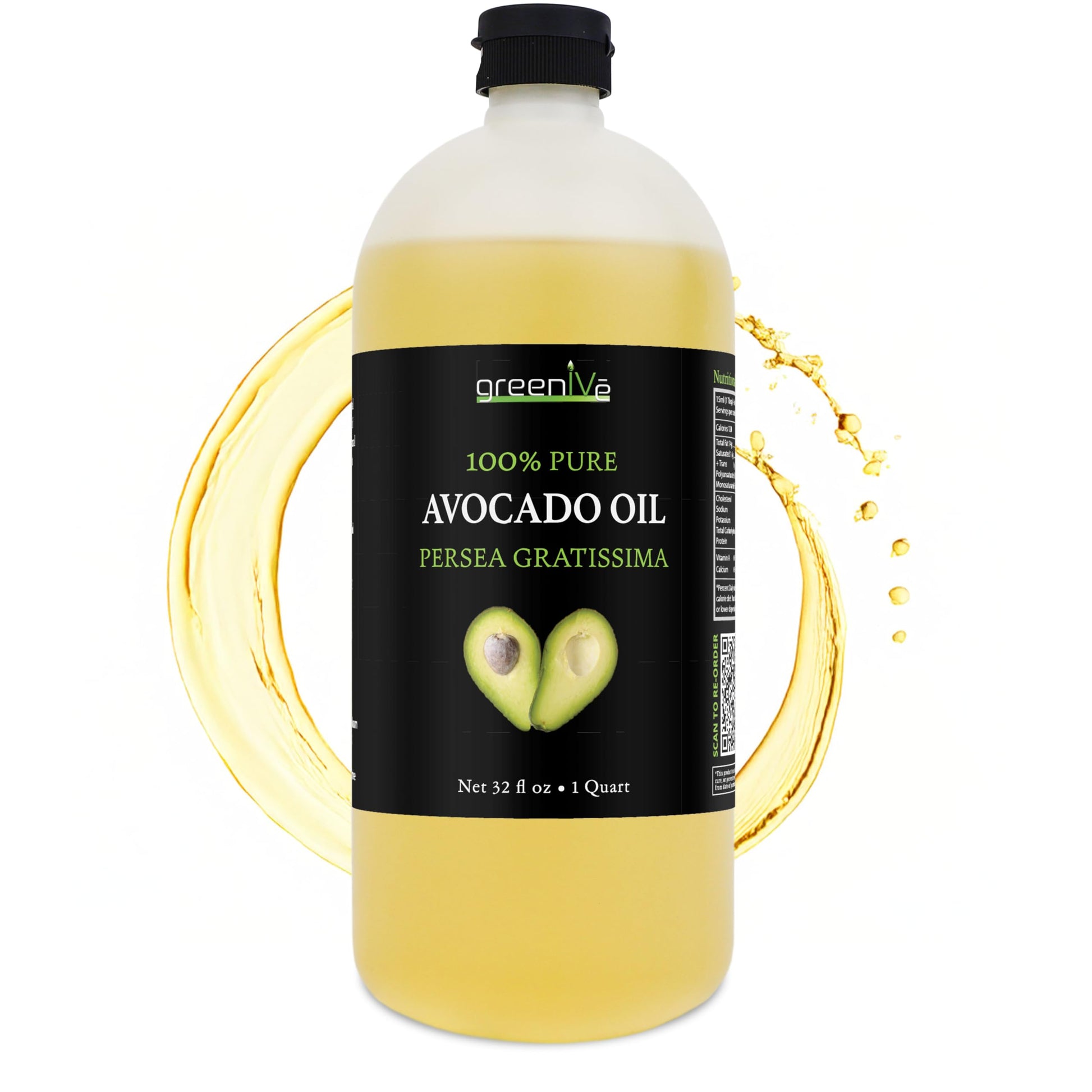 GreenIVe Avocado Oil 100% Pure Cold Pressed Non-GMO Vegan 32 Fl Oz