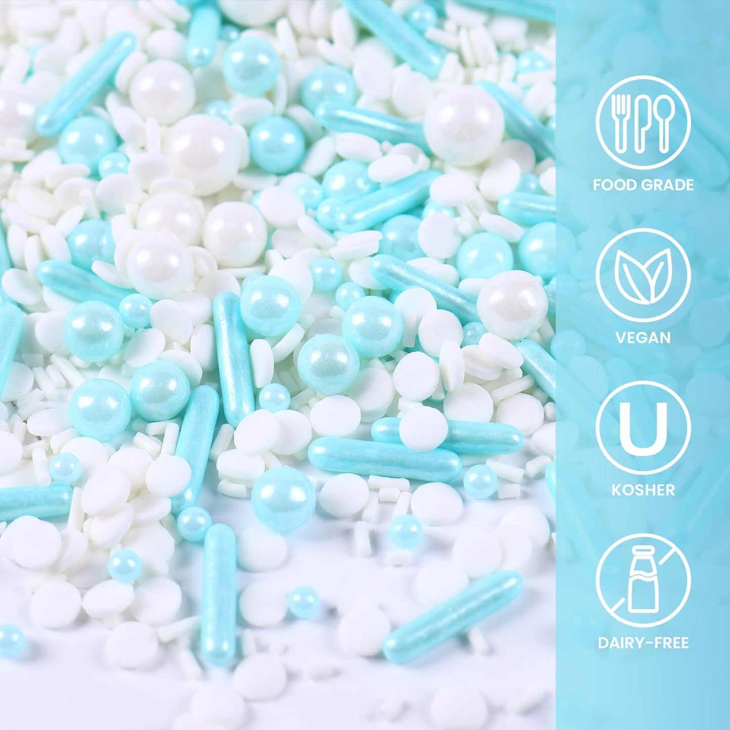 Blue Sprinkles For Cake Decorating, 3.52Oz Edible White Pearl Sprinkles, Cupcake Sprinkles, Baking Sprinkles, Ice Cream Sprinkle