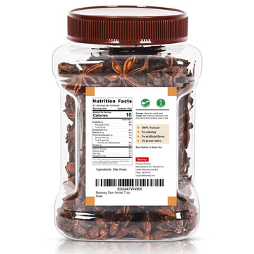 Besway Chinese Star Anise 7 Oz, Whole Star Anise, Fresh, Pure And Dried Anise Pods, Great For Cooking, Baking And Tea (200G)