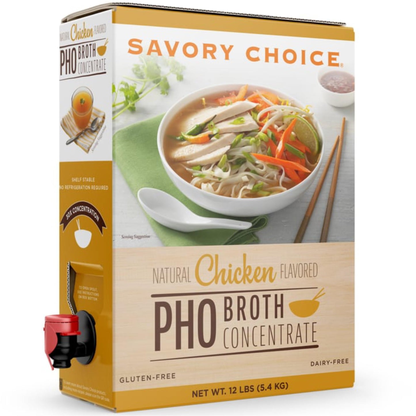 SAVORY CHOICE PHO Chicken Broth Concentrate, 4.5 Liter (1.19 Gallons) Bib - Gluten-Free, Diary-Free PHO Broth Concentrate - Bulk
