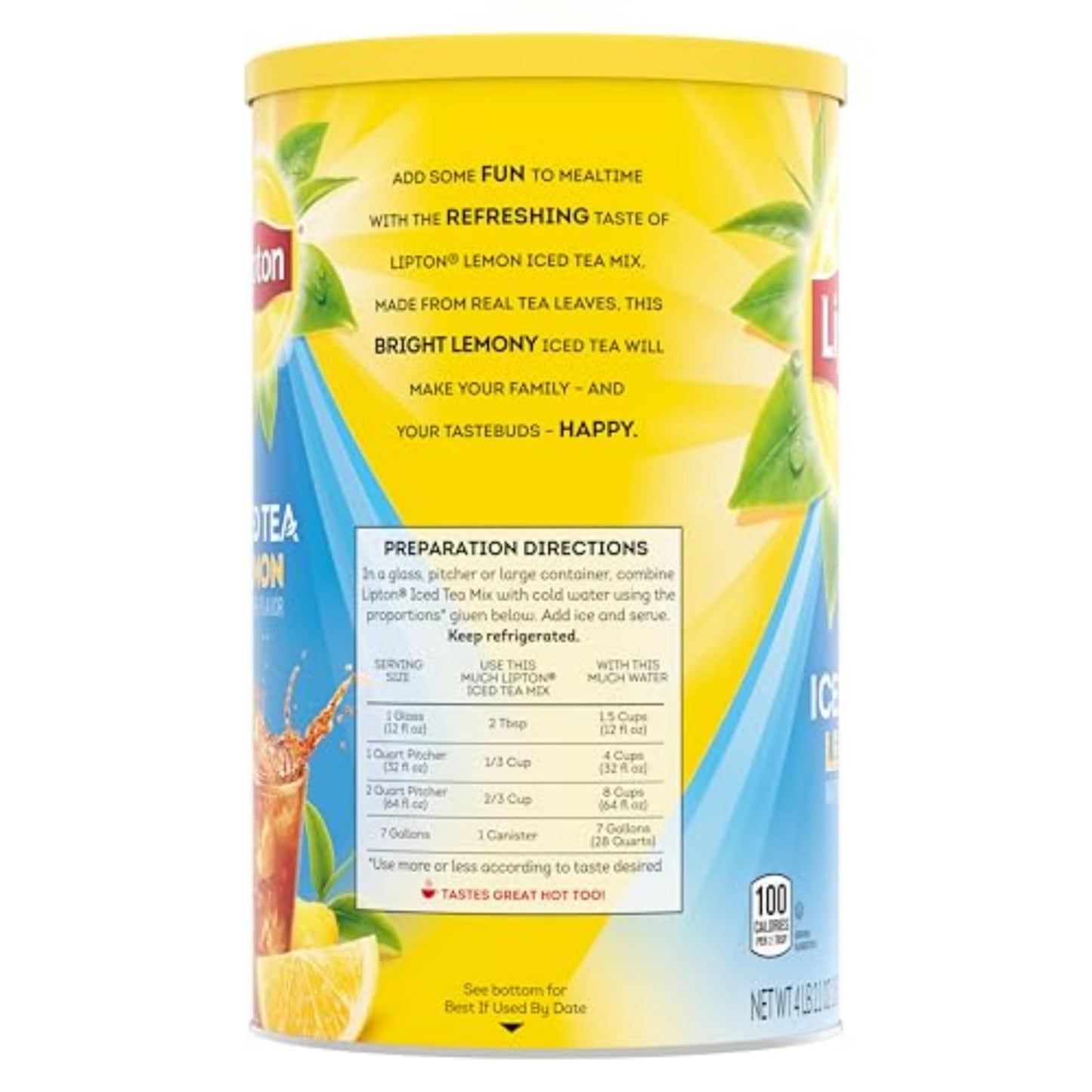 Lipton Iced Tea Mix, Sweetened, Makes 28 Quarts, Pack of 2, Glass