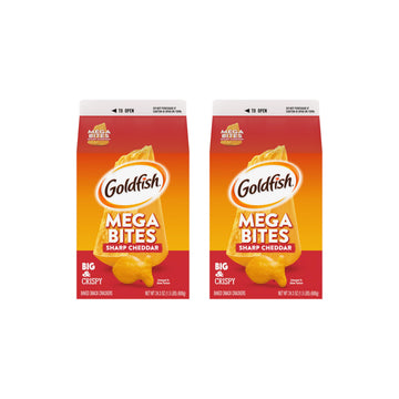 Goldfish Mega Bites, Sharp Cheddar Crackers, 24.3 Oz Carton (Pack of 2)