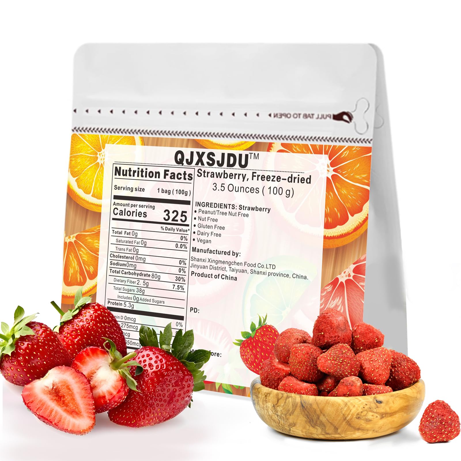 QJXSJDU Freeze Dried Strawberries, No Added Sugar, 3.5oz Snacks for Kids, Lunchbox, Camping, Topping for Oat Milkshake, Cereal, Yog