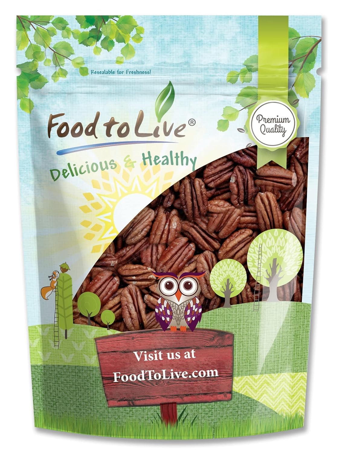 Food to Live Dry Roasted Pecan Halves, Oven Roasted, Vegan, Kosher, 2 Pounds
