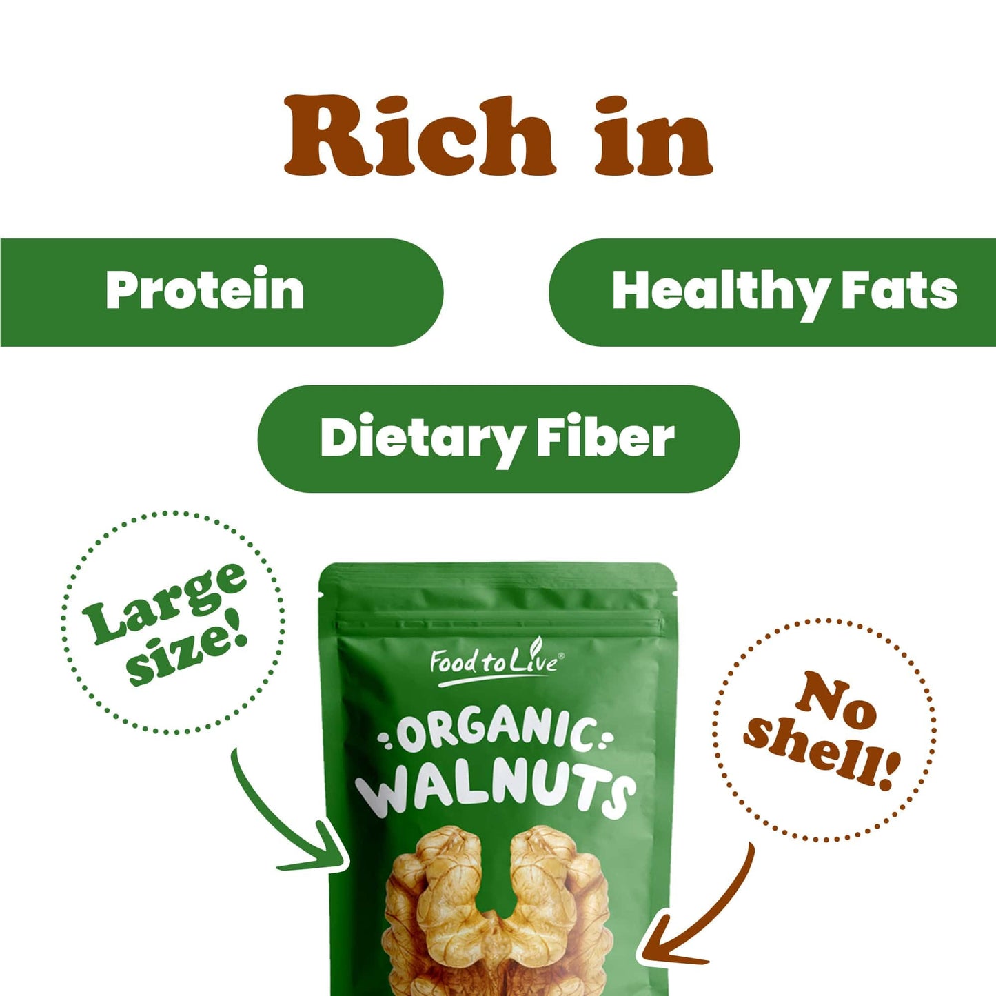 Organic California Walnuts Halves & Pieces, 10 Pounds - Non-Gmo, Raw, Unsalted, Shelled, Vegan, Kosher, Sirtfood, Bulk Snack. Hi