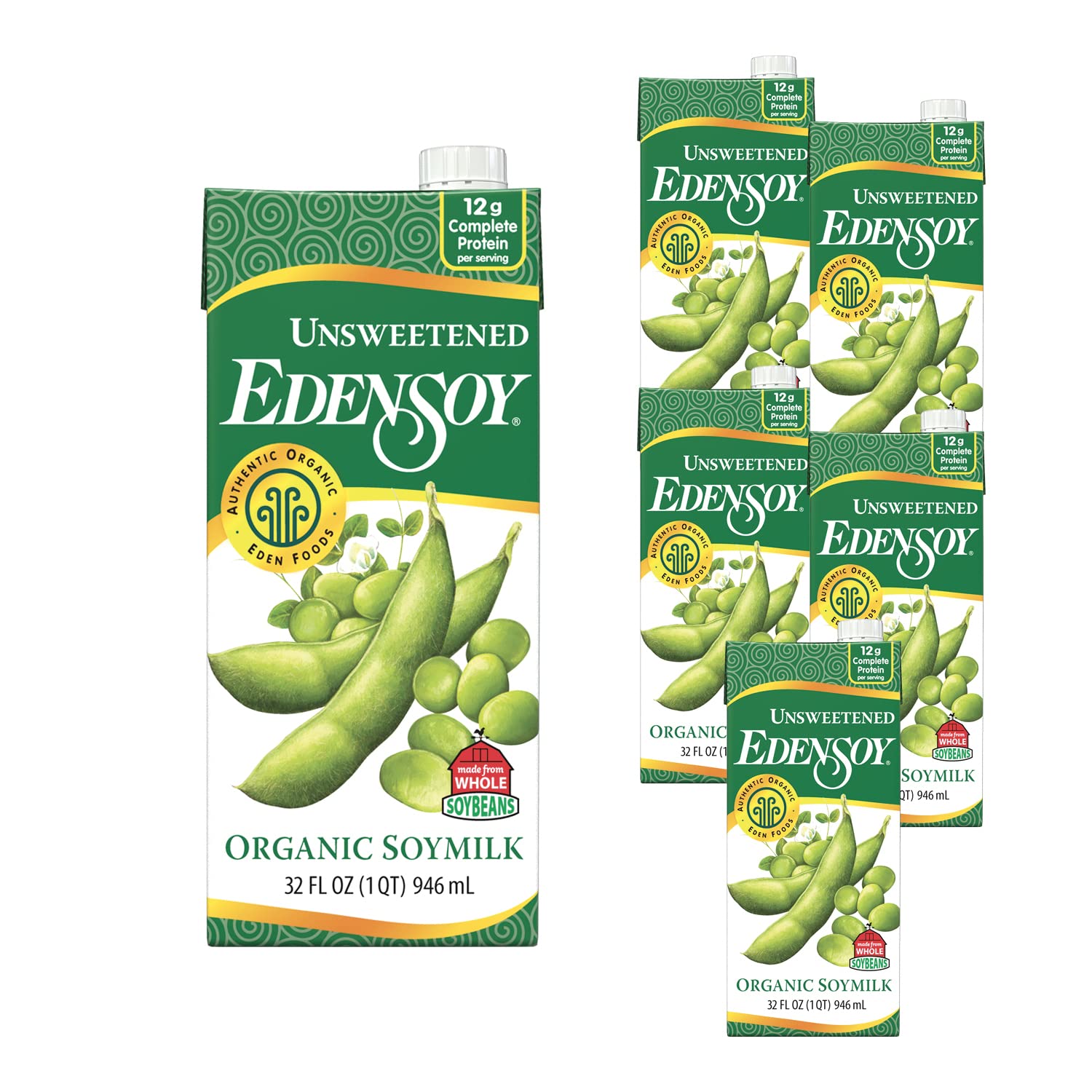 Eden Edensoy Unsweetened Organic Soymilk, Non-GMO, Vegan, 32 Fl Oz (6-Pack)