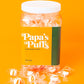 Papa'S Puffs Orange Flavored Pure Sugar Candy - Individually Wrapped In Resealable Tub - Fat-Free, Gluten-Free, Cholesterol-Free