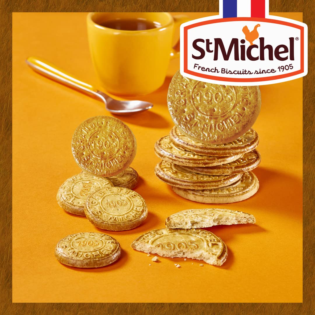 St Michel Caramel Butter Cookies, Pack of 4, 5.29oz, Non-GMO, Golden, Model 20211209_B0CH3VP1R2