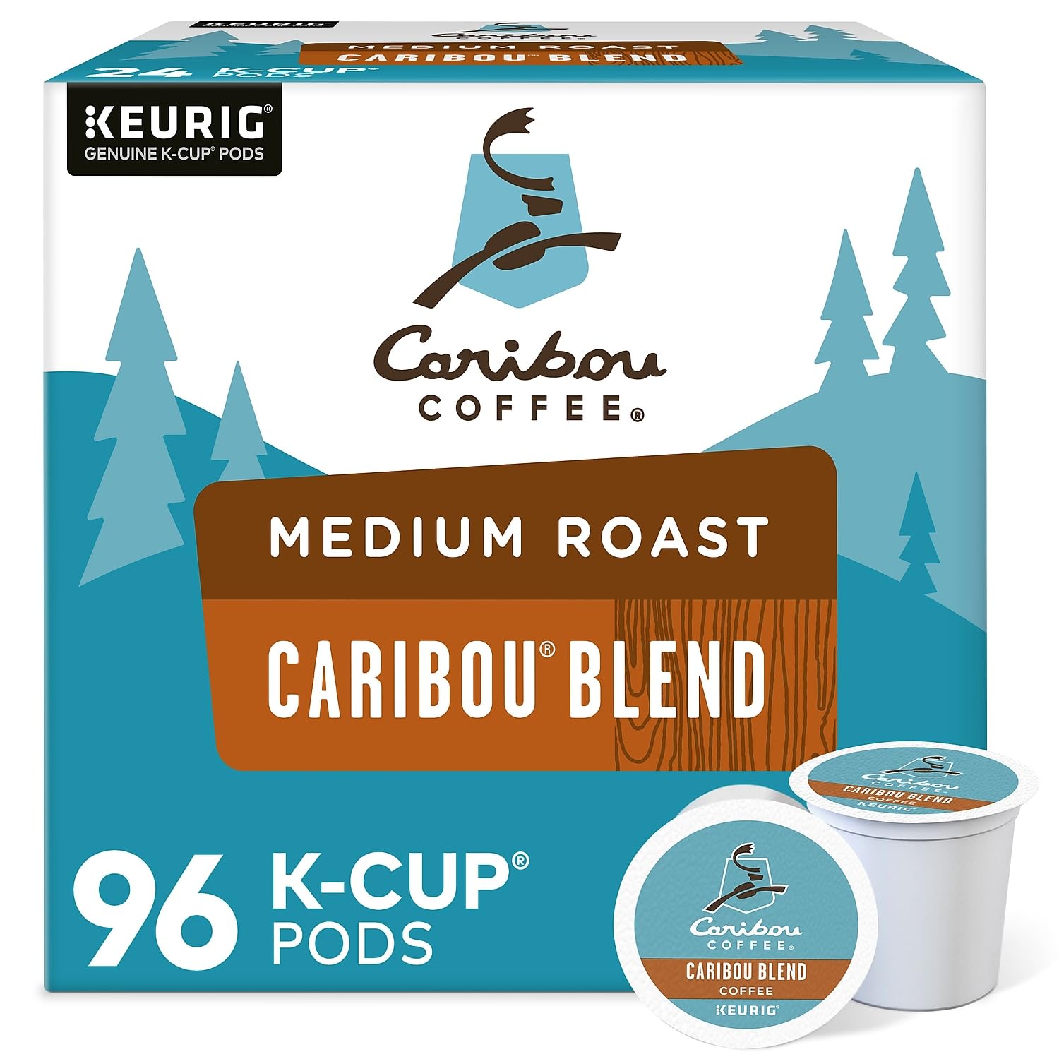 Caribou Coffee Caribou Blend, Single Serve Coffee K-Cup Pod, Medium Roast, 48-Count For Malt-Inspired