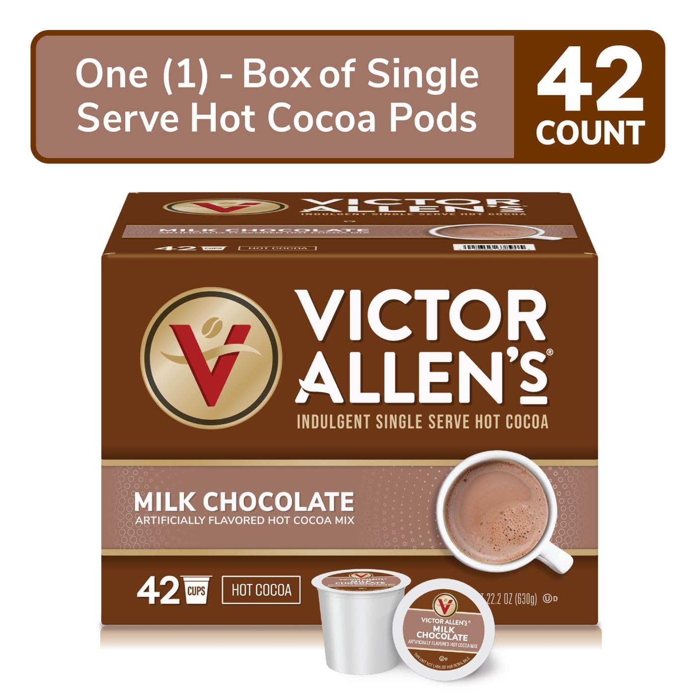 Victor Allens Coffee Hot Cocoa, 42 Count K-Cup Pods, Brown, Compatible with Keurig malt-inspired, Model WIS/170