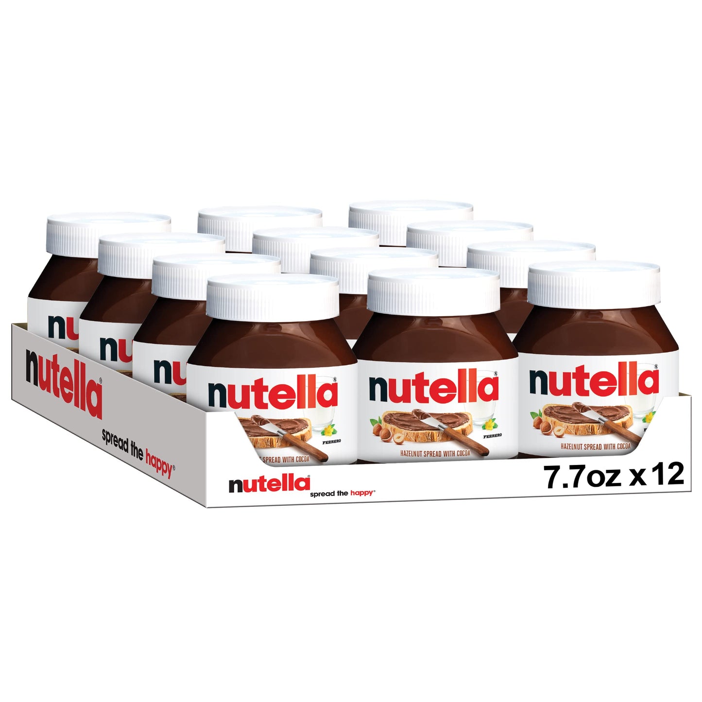 Nutella Hazelnut Spread with Cocoa for Breakfast, Bulk 12 Pack, 7.7 oz per Jar, Holiday Baking and Desserts