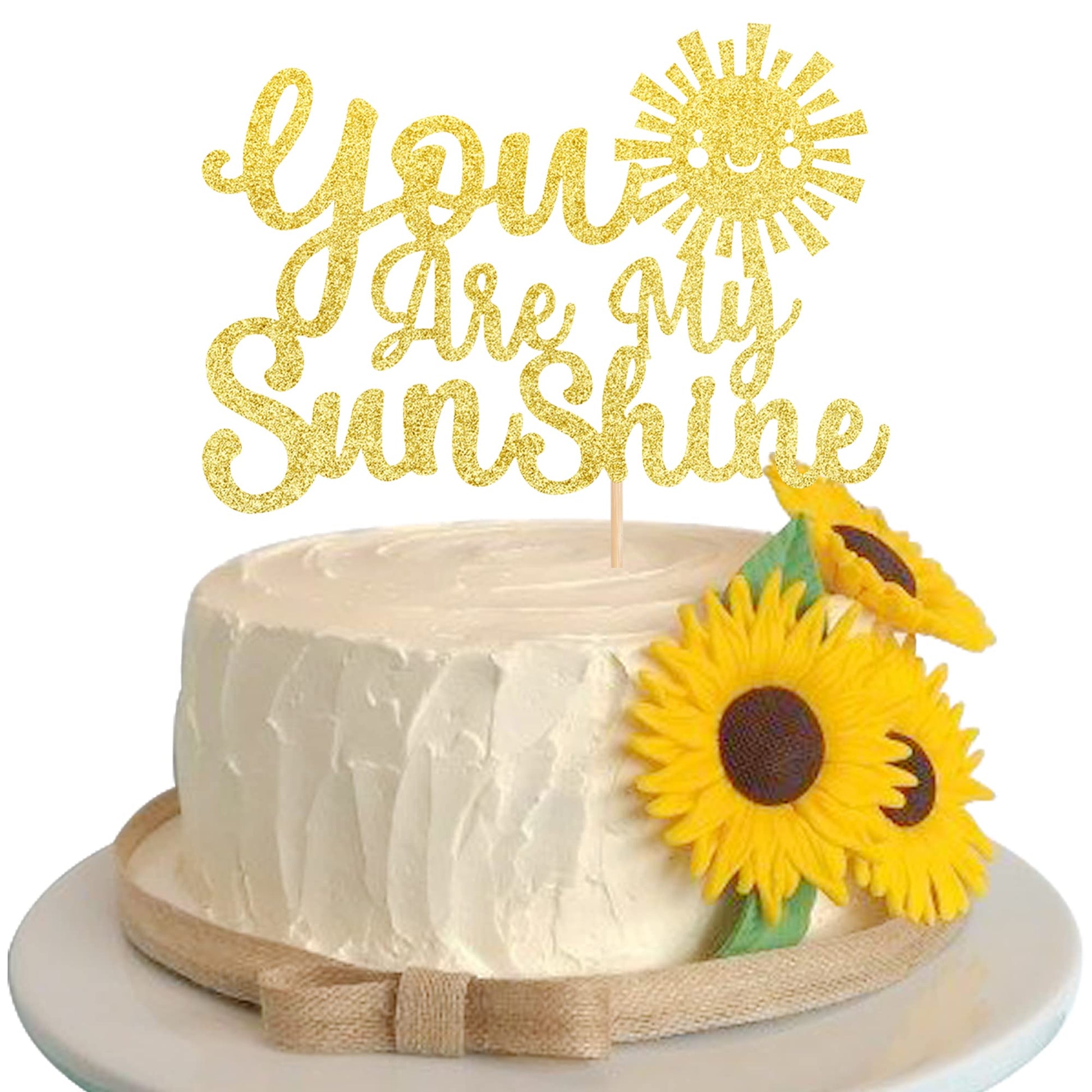 1 Pcs You Are My Sunshine Cake Topper With Gold Glitter Sun Smile Face Bridal Shower Sunshine Cake Pick For Wedding Engagement B