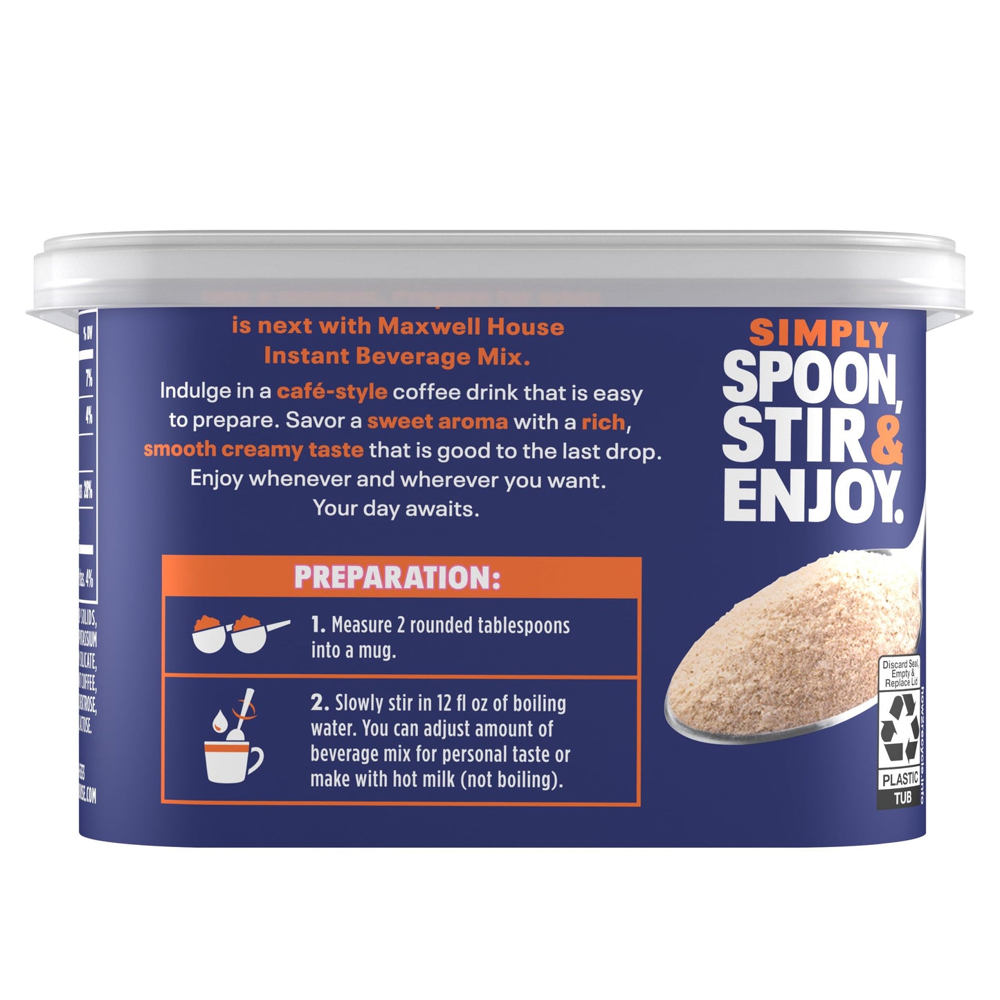 Maxwell House Instant Cafe-Style Beverage Mix, Easy to Prepare, 1 Canister, for Quick Morning Coffee or Afternoon Treat, Suisse